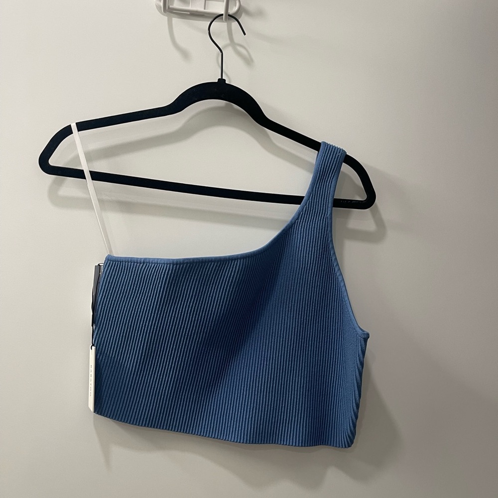 Aritizia Babaton Sculpt Knit One Shoulder Flagstone Blue XL